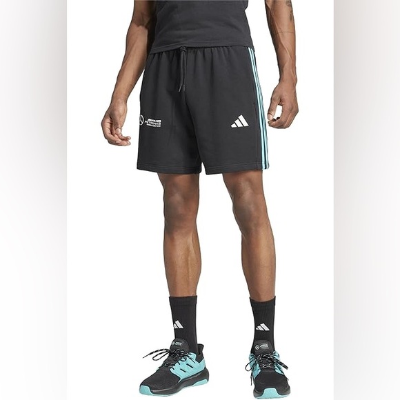 ADIDAS Mercedes AMG Petronas Black Shorts with teal Stripes - Picture 1 of 10